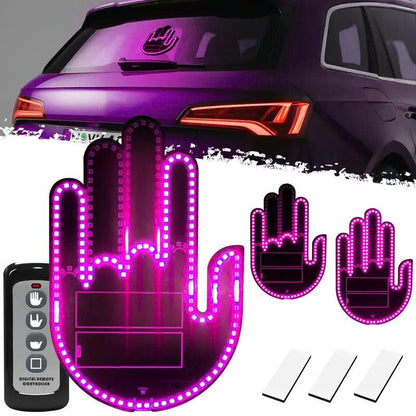LED Car Hand Gesture Light with Remote - 3 Modes Fun Rear Window Sign