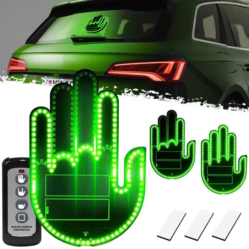 LED Car Hand Gesture Light with Remote - 3 Modes Fun Rear Window Sign