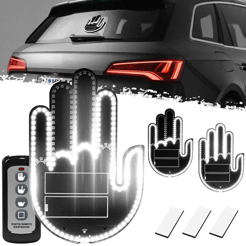 LED Car Hand Gesture Light with Remote - 3 Modes Fun Rear Window Sign