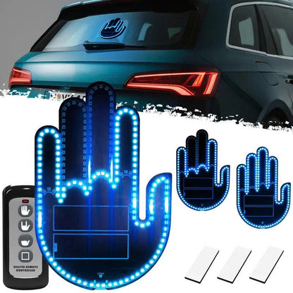 LED Car Hand Gesture Light with Remote - 3 Modes Fun Rear Window Sign