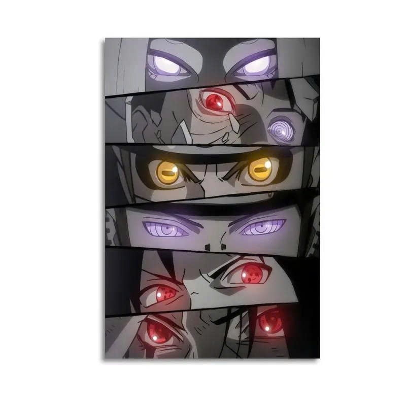 Sharingan, Rinnegan & Byakugan Eyes Canvas Wall Art - Ninja Anime Poster Print
