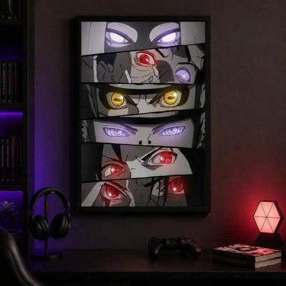 Sharingan, Rinnegan & Byakugan Eyes Canvas Wall Art - Ninja Anime Poster Print
