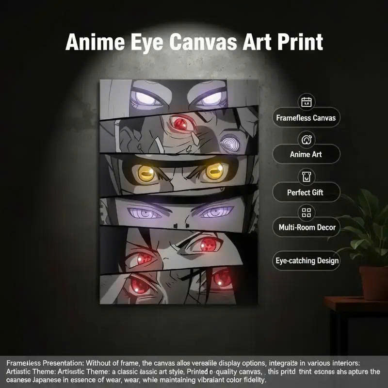 Sharingan, Rinnegan & Byakugan Eyes Canvas Wall Art - Ninja Anime Poster Print
