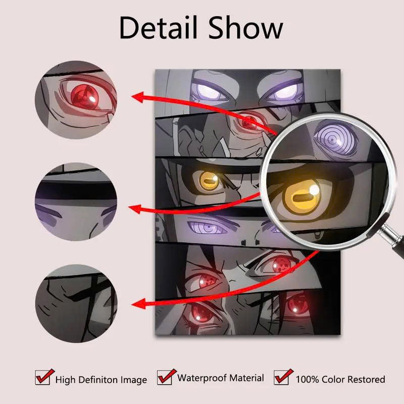Sharingan, Rinnegan & Byakugan Eyes Canvas Wall Art - Ninja Anime Poster Print