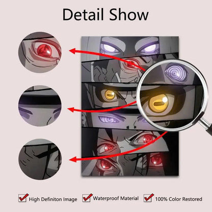 Sharingan, Rinnegan & Byakugan Eyes Canvas Wall Art - Ninja Anime Poster Print