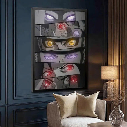 Sharingan, Rinnegan & Byakugan Eyes Canvas Wall Art - Ninja Anime Poster Print