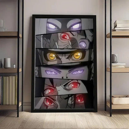 Sharingan, Rinnegan & Byakugan Eyes Canvas Wall Art - Ninja Anime Poster Print