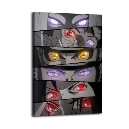 Sharingan, Rinnegan & Byakugan Eyes Canvas Wall Art - Ninja Anime Poster Print