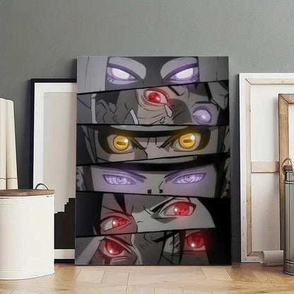 Sharingan, Rinnegan & Byakugan Eyes Canvas Wall Art - Ninja Anime Poster Print