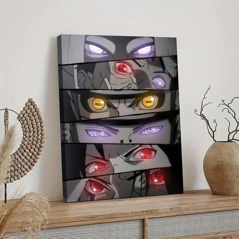 Sharingan, Rinnegan & Byakugan Eyes Canvas Wall Art - Ninja Anime Poster Print