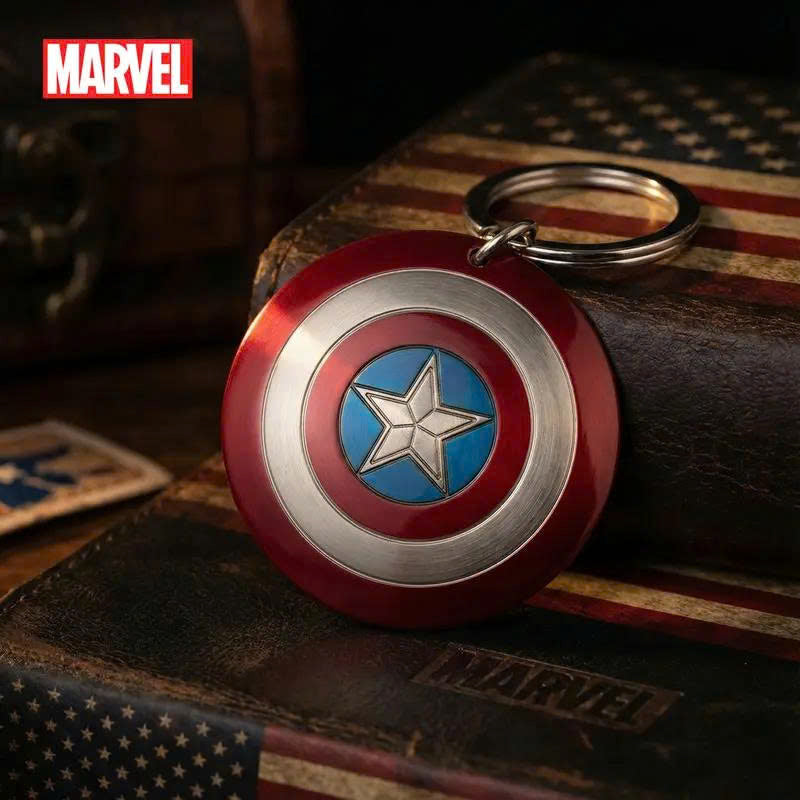 Marvel Avengers 3D Metal Keychain - Thor Hammer & Captain America Shield Keyring