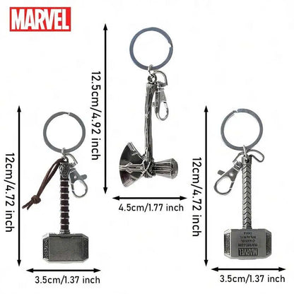 Marvel Avengers 3D Metal Keychain - Thor Hammer & Captain America Shield Keyring