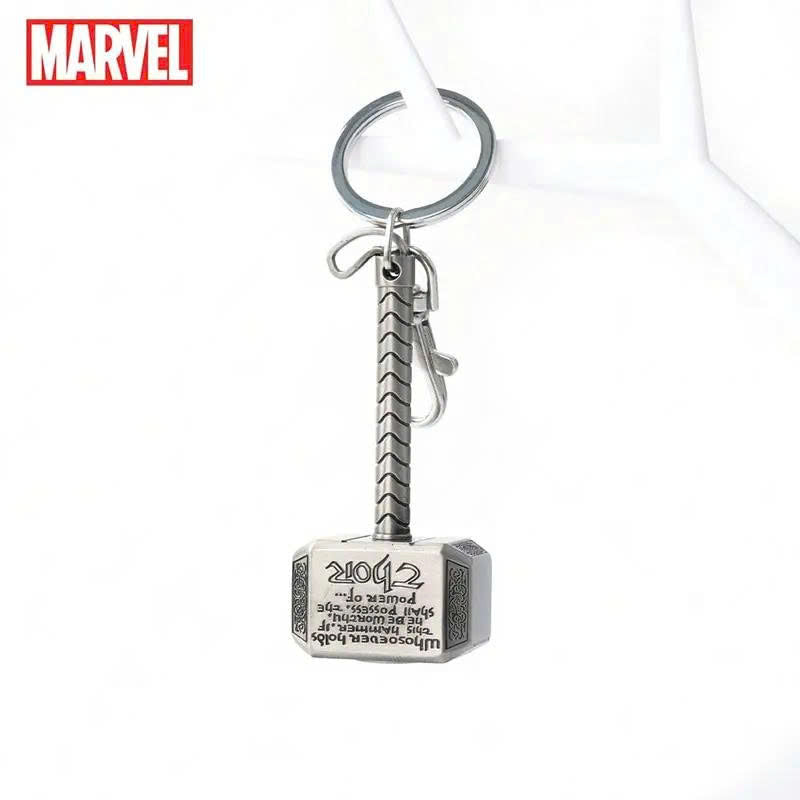 Marvel Avengers 3D Metal Keychain - Thor Hammer & Captain America Shield Keyring