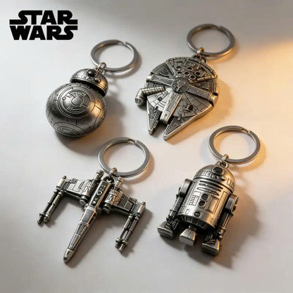 Star Wars 3D Metal Keychain - Mandalorian Falcon R2-D2 Keyring (1PC)
