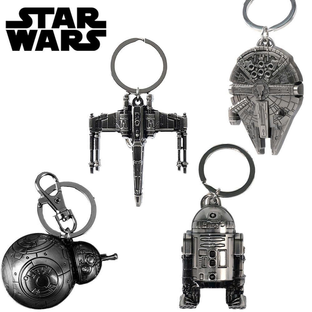 Star Wars 3D Metal Keychain - Mandalorian Falcon R2-D2 Keyring (1PC)