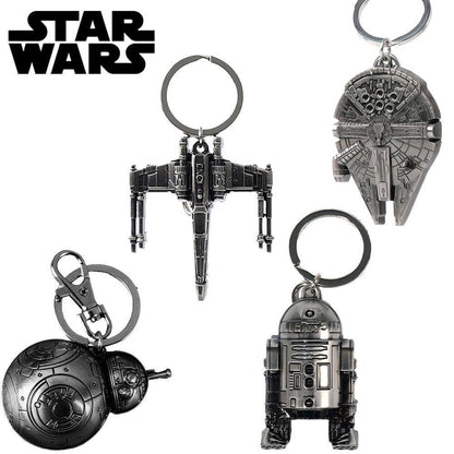 Star Wars 3D Metal Keychain - Mandalorian Falcon R2-D2 Keyring (1PC)
