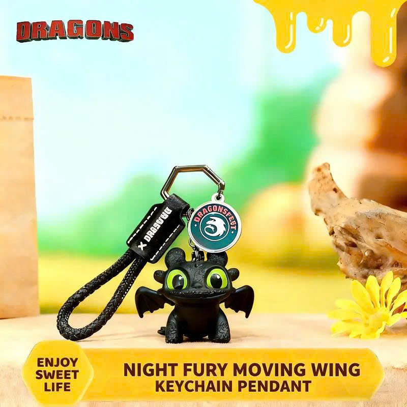 Toothless Dragon Keychain - Moving Wings & Light-Up Eyes Keyring