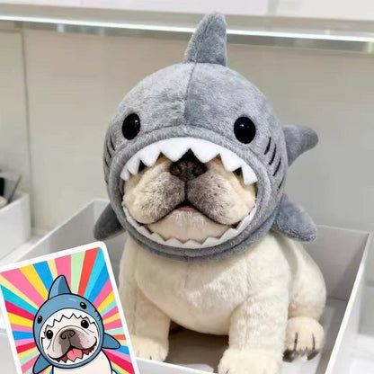 Cute Shark Cat Hat - Soft Plush Pet Headwear for Cats & Small Dogs