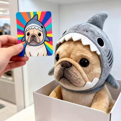 Cute Shark Cat Hat - Soft Plush Pet Headwear for Cats & Small Dogs