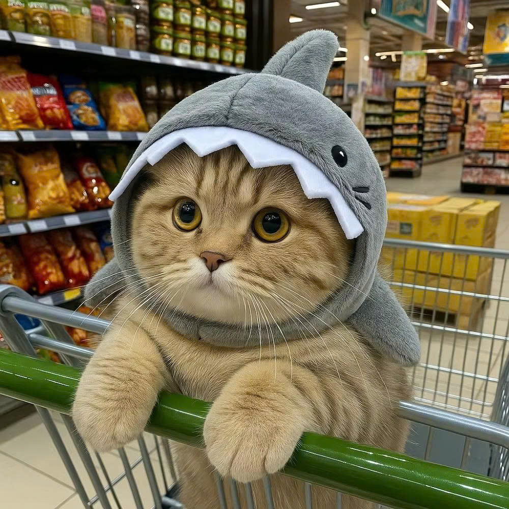 Cute Shark Cat Hat - Soft Plush Pet Headwear for Cats & Small Dogs