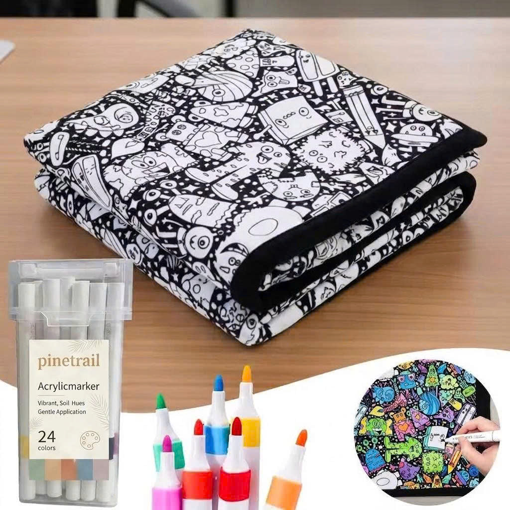 DIY Coloring Blanket with 24 Markers