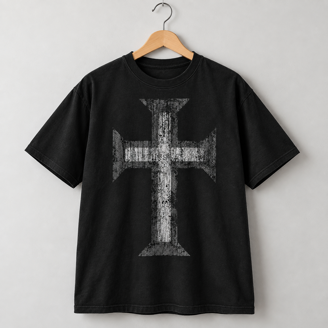 Distressed Cross Graphic Tee Christian Faith Vintage