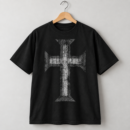 Distressed Cross Graphic Tee Christian Faith Vintage