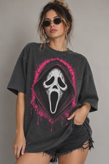 cream Ghostface Graphic T-Shirt Horror Movie Style