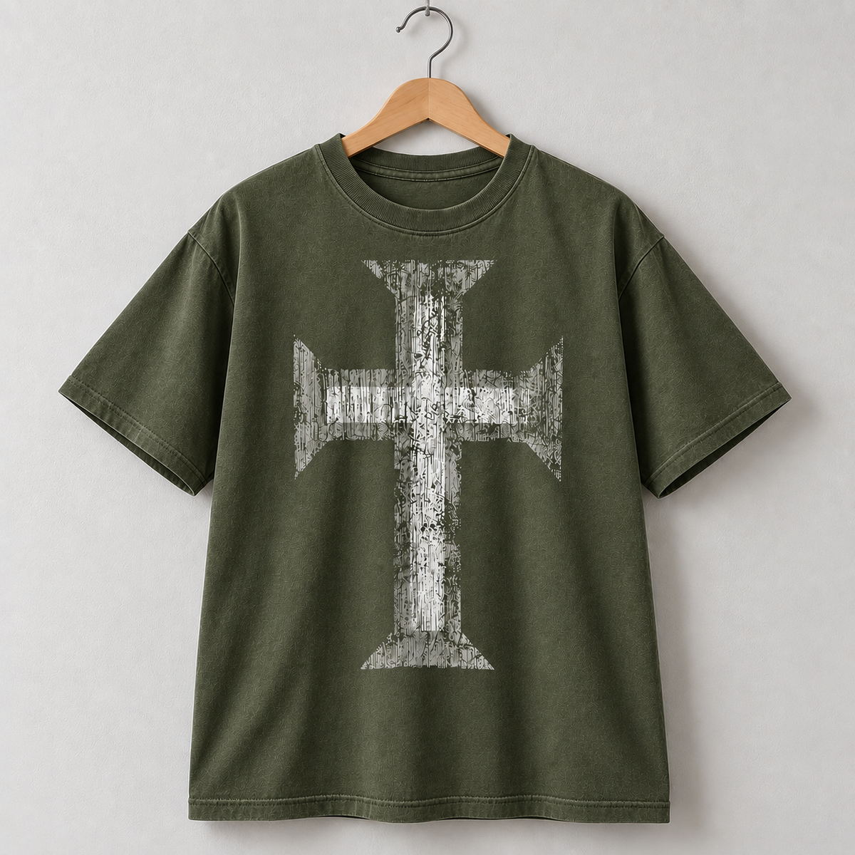 Distressed Cross Graphic Tee Christian Faith Vintage