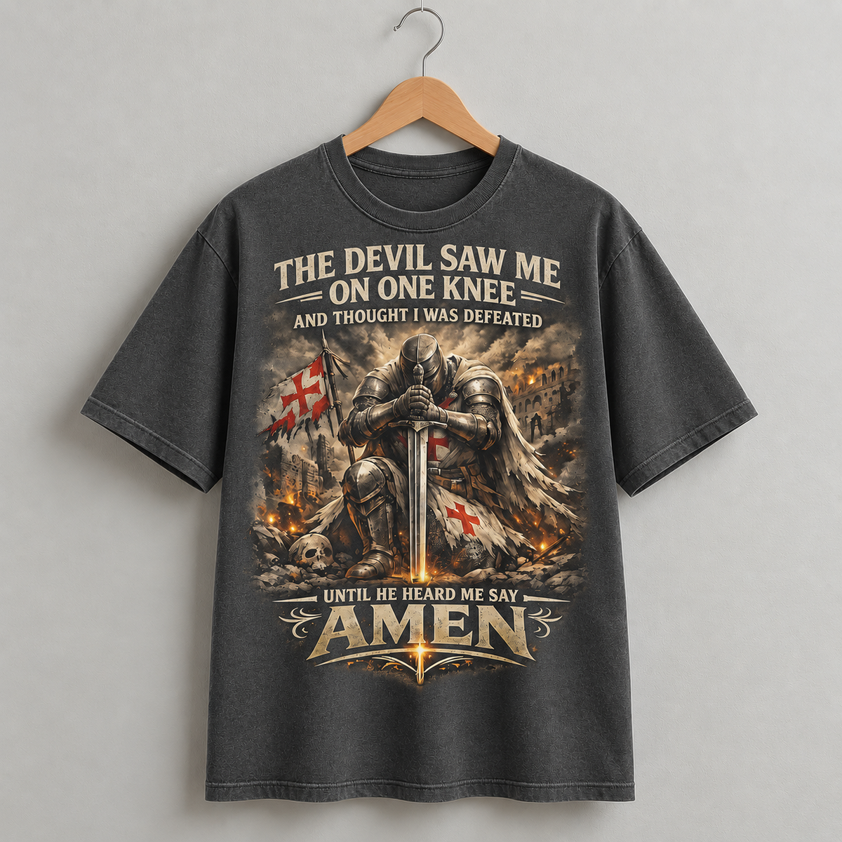 Amen Knight Christian Faith Graphic Tee