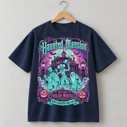 Haunted Mansion Halloween Graphic Tee Spooky Retro