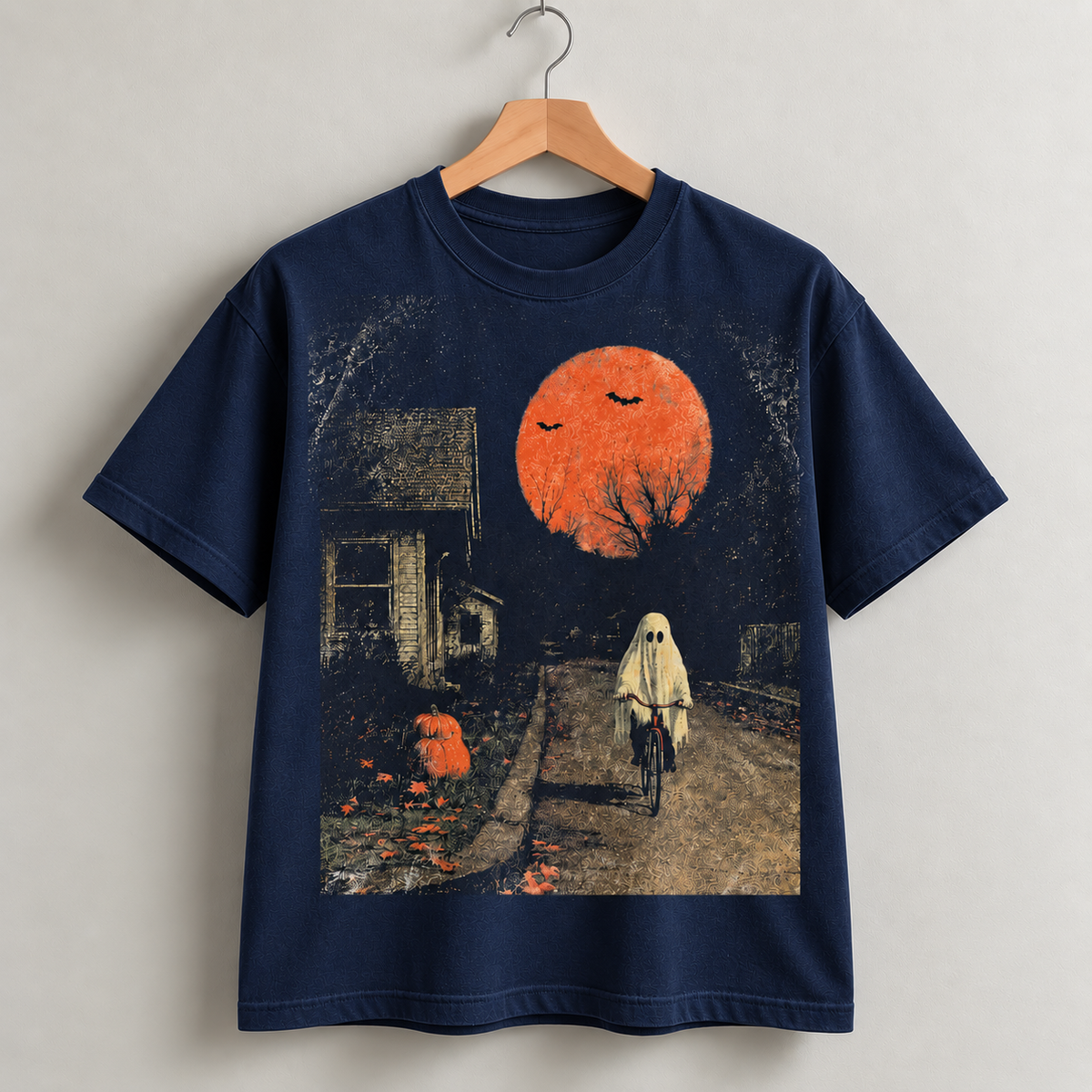 Spooky Halloween Ghost T-Shirt Retro Moon Graphic Tee