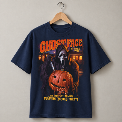 Scream Movie Ghostface T-Shirt, Halloween Pumpkin Carving Graphic Tee, Horror Film Vintage Shirt