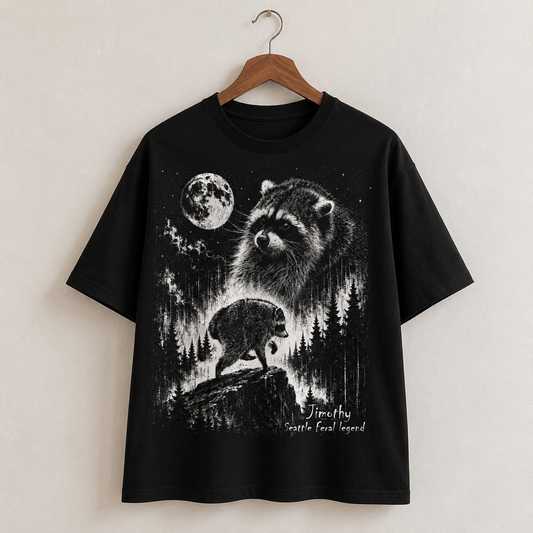 Timothy Seattle Feral Legend Raccoon Graphic T-Shirt