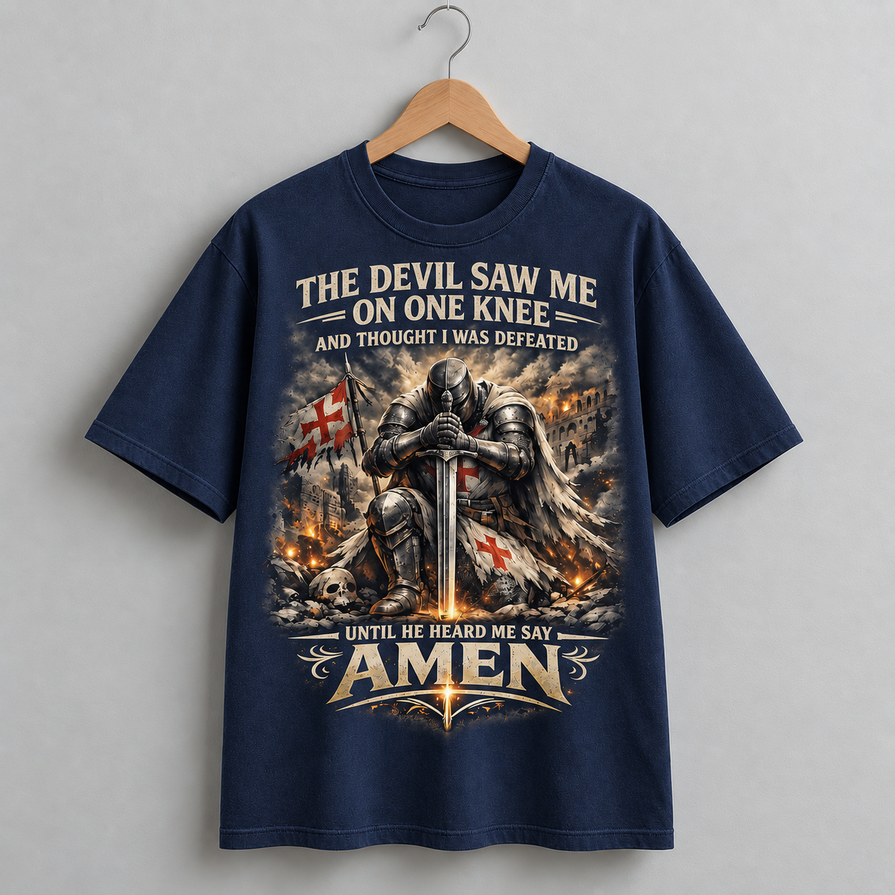 Amen Knight Christian Faith Graphic Tee