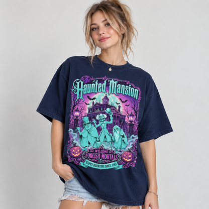 Haunted Mansion Halloween Graphic Tee Spooky Retro