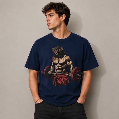 Jesus Deadlifter Gym T-Shirt Retro Christian Workout