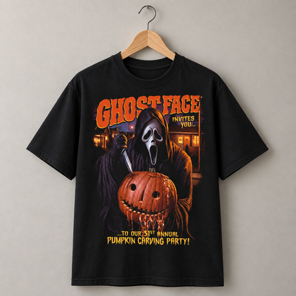 Scream Movie Ghostface T-Shirt, Halloween Pumpkin Carving Graphic Tee, Horror Film Vintage Shirt