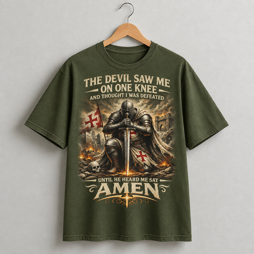 Amen Knight Christian Faith Graphic Tee