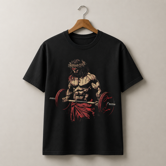 Jesus Deadlifter Gym T-Shirt Retro Christian Workout
