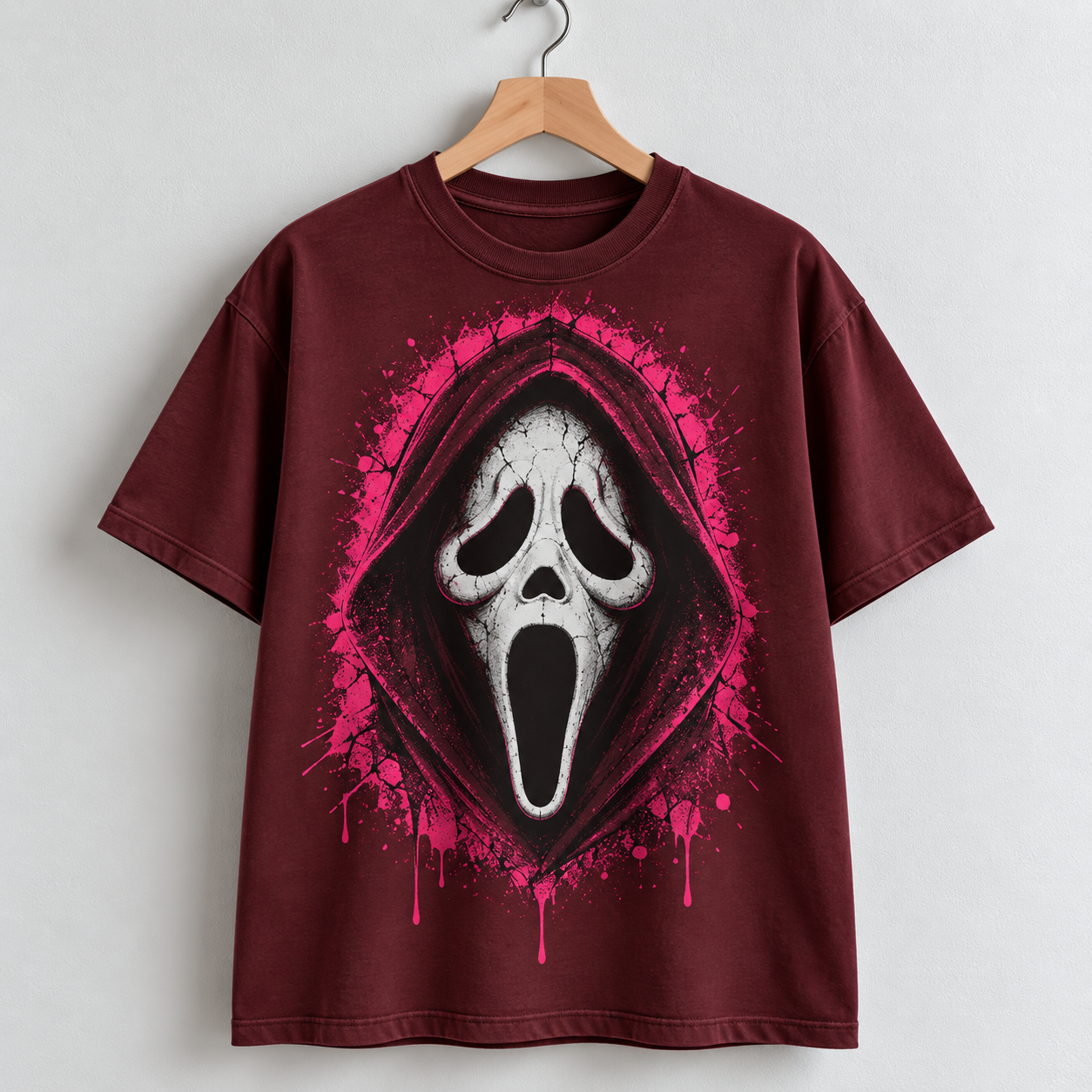 cream Ghostface Graphic T-Shirt Horror Movie Style
