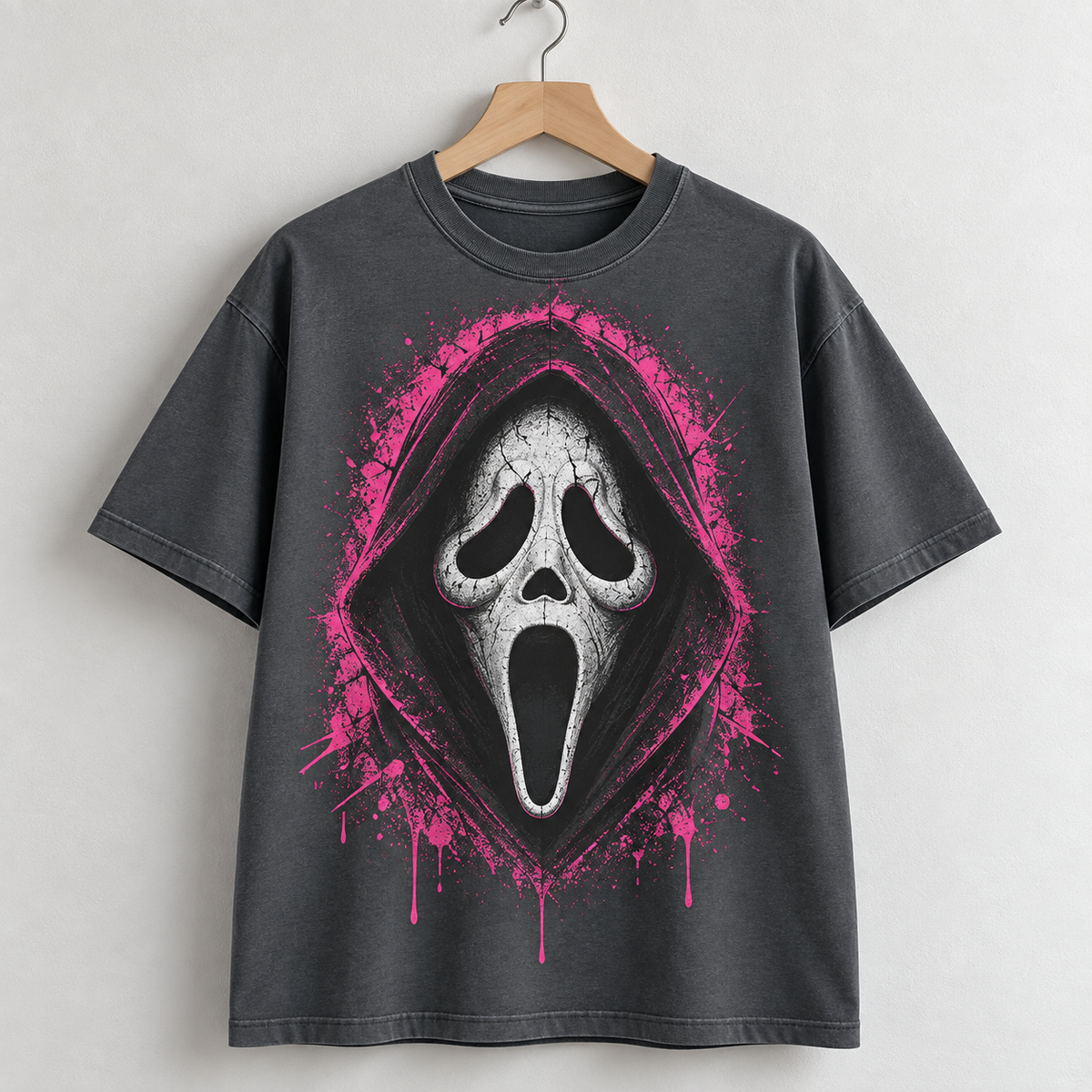 cream Ghostface Graphic T-Shirt Horror Movie Style