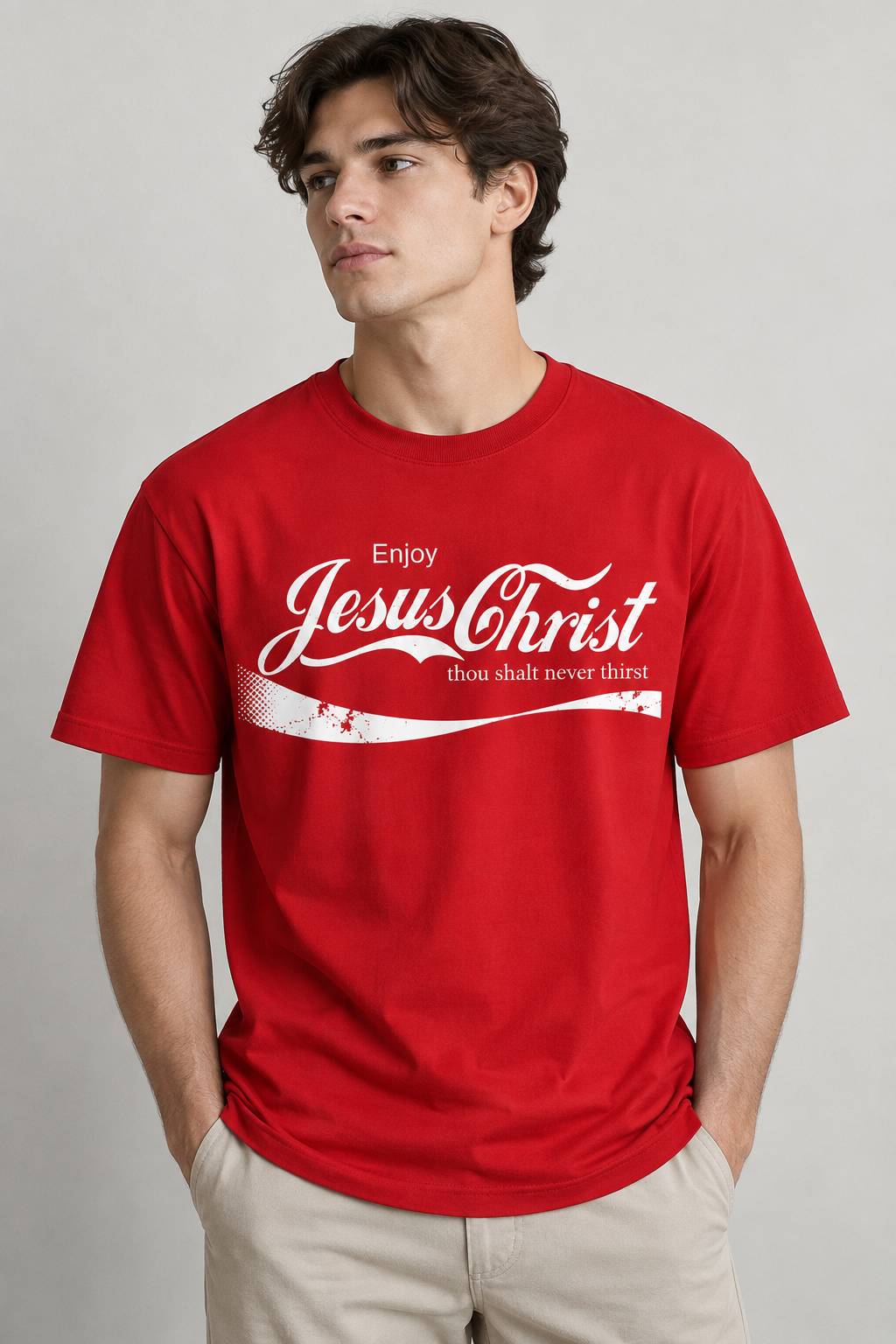 Jesus Christ Faith Graphic Tee Christian Retro Cola
