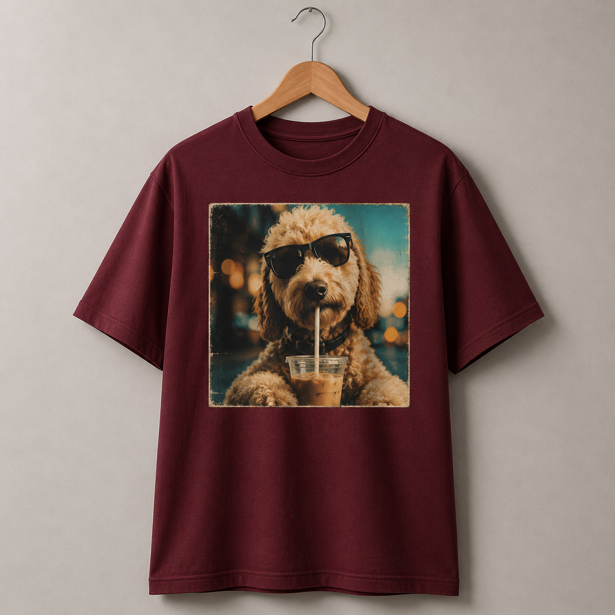 Dog Coffee Lover Graphic T-Shirt Vintage Style