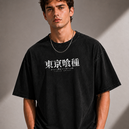 Tokyo Ghoul Ken Acid Washed Oversized Anime T-Shirt
