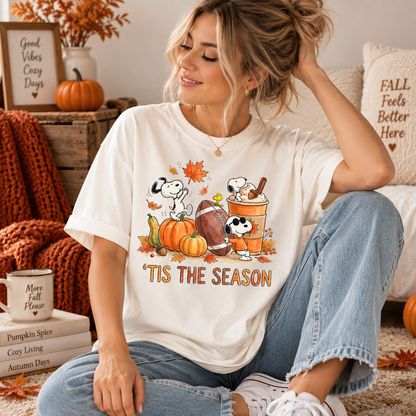 Snoopy Fall T-Shirt, Peanuts Autumn Pumpkin Graphic Tee, Tis The Halloween