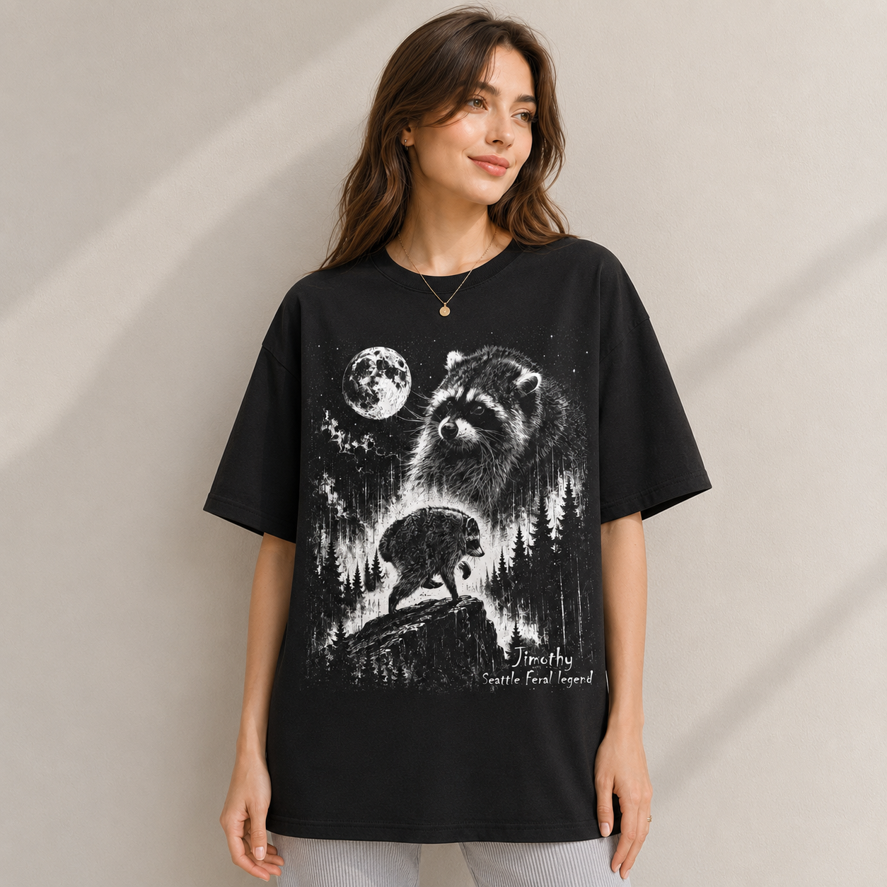 Timothy Seattle Feral Legend Raccoon Graphic T-Shirt