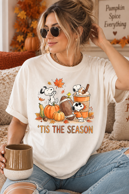 Snoopy Fall T-Shirt, Peanuts Autumn Pumpkin Graphic Tee, Tis The Halloween