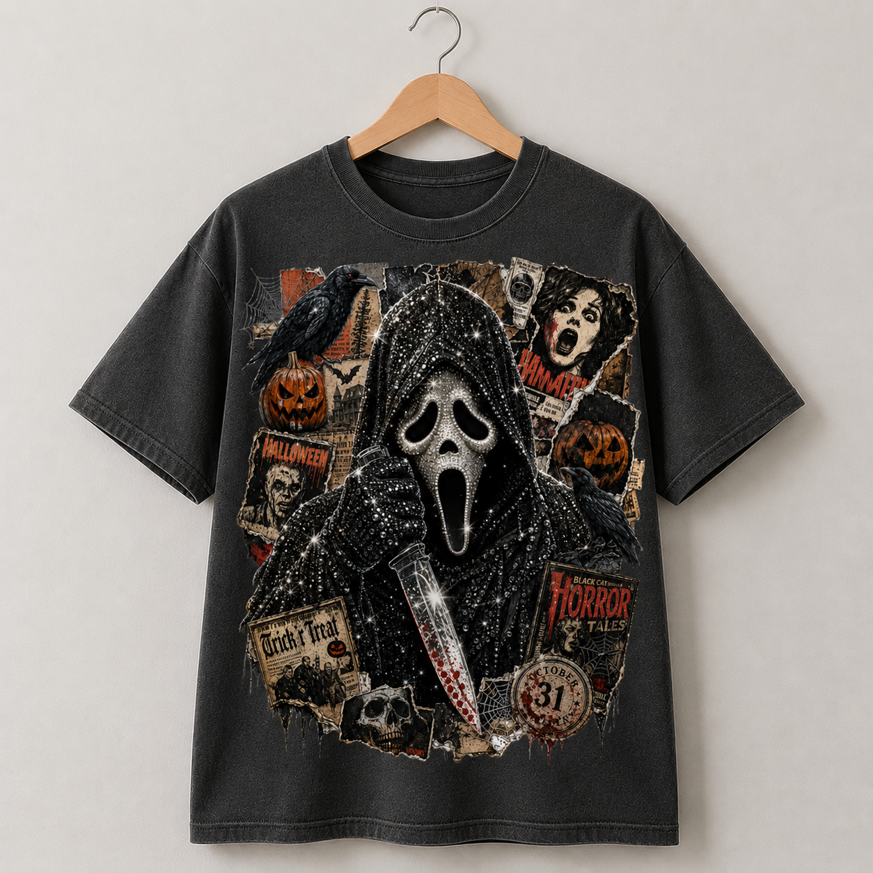 Ghostface Halloween Horror Graphic Tee Vintage Scream