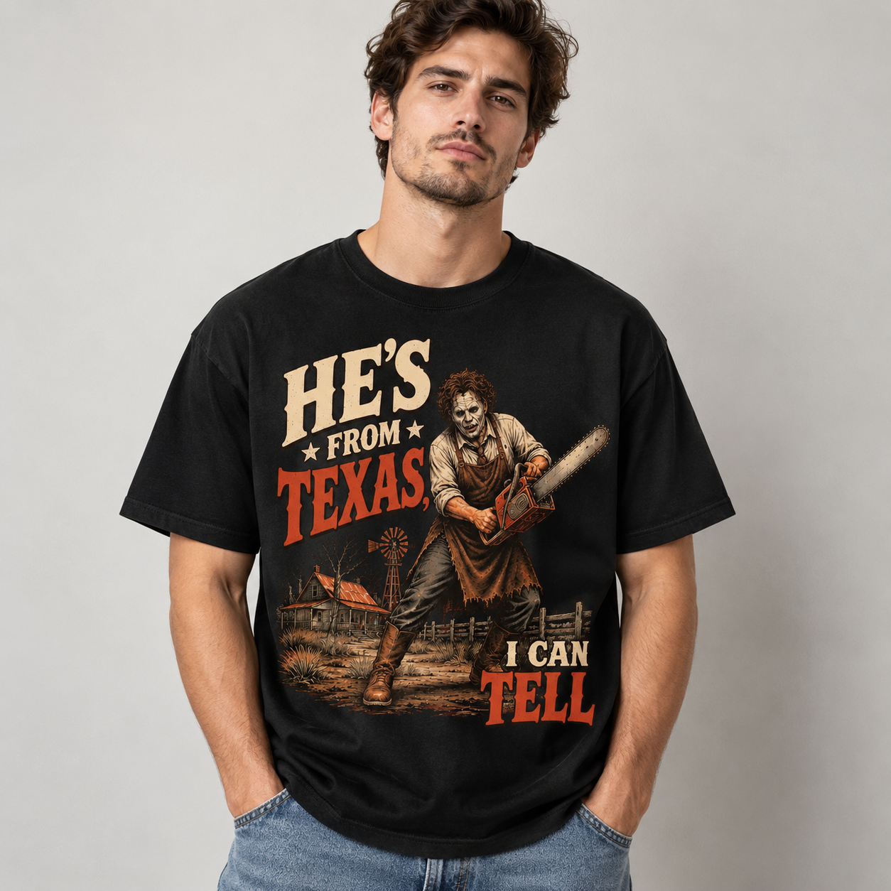Texas Chainsaw Horror Graphic T-Shirt Vintage Style
